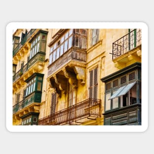 Traditional Colorful Maltese Balcony In Historical Part Of Valletta Sticker